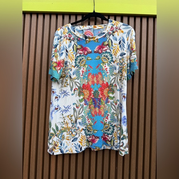 Johnny Was Tops - Johnny Was Multicolor Floral Short Sleeve Top